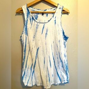 Premise Blue and White Tie-Dye Tank Top